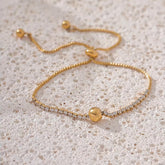 Gold Pave Crystal Bolo Bracelet | Adjustable Slider Chain Bracelet | Dainty Sparkle Bracelet